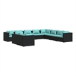 vidaXL 10 Piece Garden Lounge Set in Black/Blue