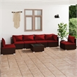 vidaXL 7 Piece Steel Garden Lounge Set in Red/Brown