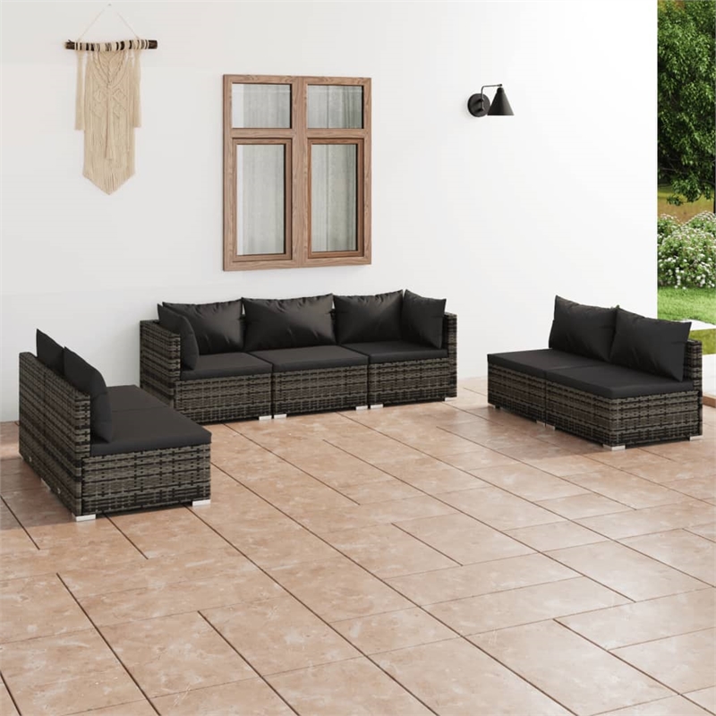 vidaXL 7 Piece Steel Garden Lounge Set in Gray