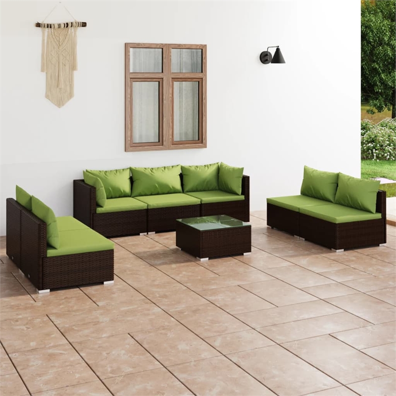 vidaXL 8 Piece Garden Lounge Set in Green/Brown