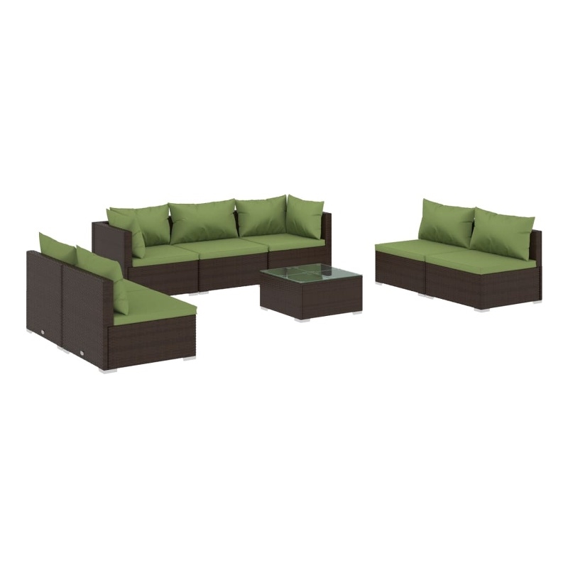 vidaXL 8 Piece Garden Lounge Set in Green/Brown