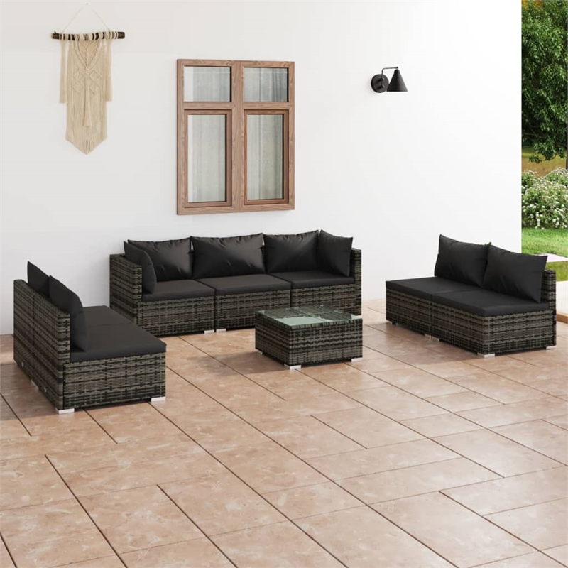 vidaXL 8 Piece Garden Lounge Set in Gray/Anthracite