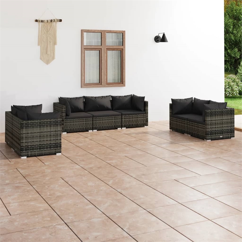 vidaXL 7 Piece Steel Garden Lounge Set in Gray