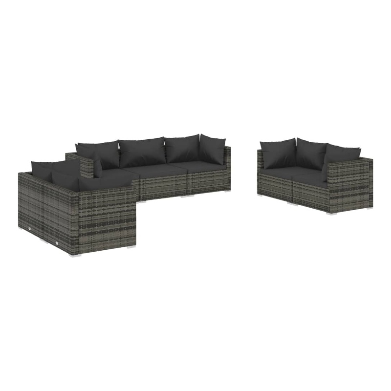 vidaXL 7 Piece Steel Garden Lounge Set in Gray