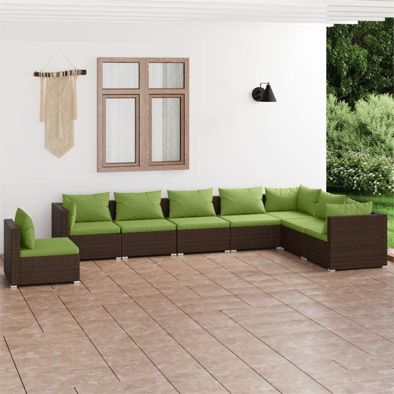 vidaXL Steel Garden Lounge Set in Green/Brown