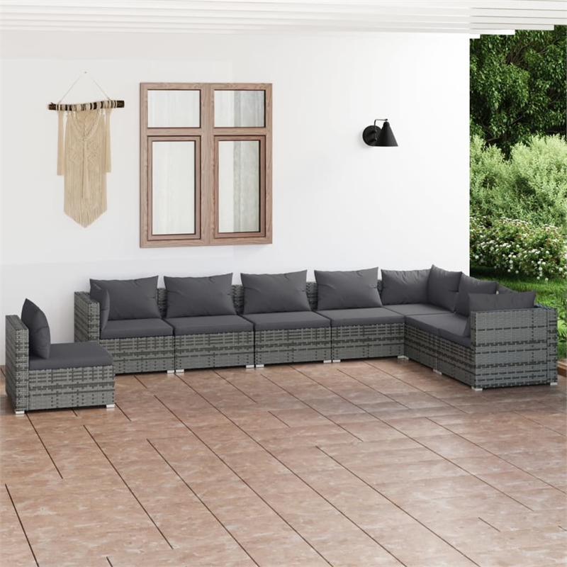vidaXL 8 Piece Steel Garden Lounge Set in Gray