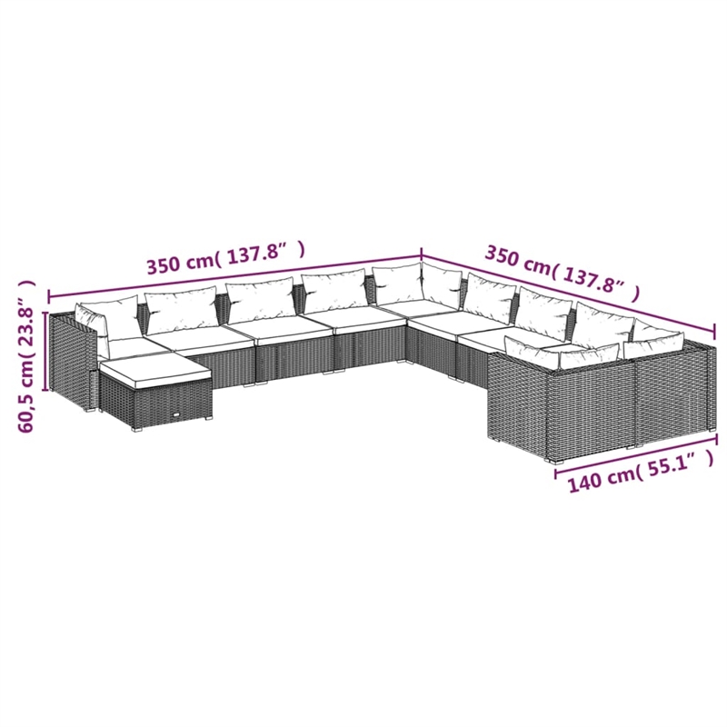 vidaXL Steel Large Garden Lounge Set in Brown