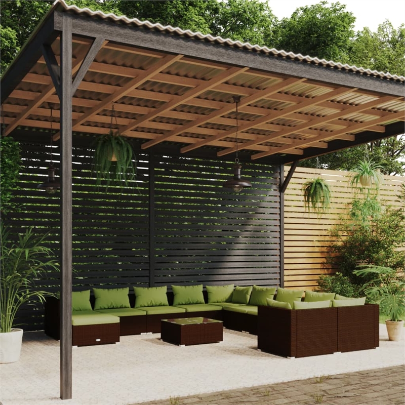 vidaXL Steel Small Garden Lounge Set in Brown