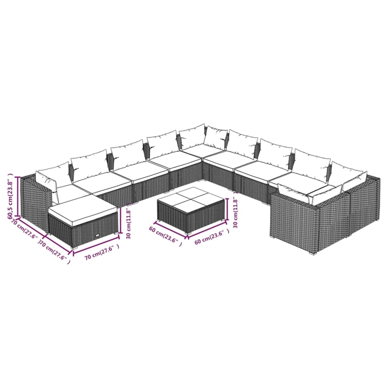 vidaXL Steel Small Garden Lounge Set in Brown