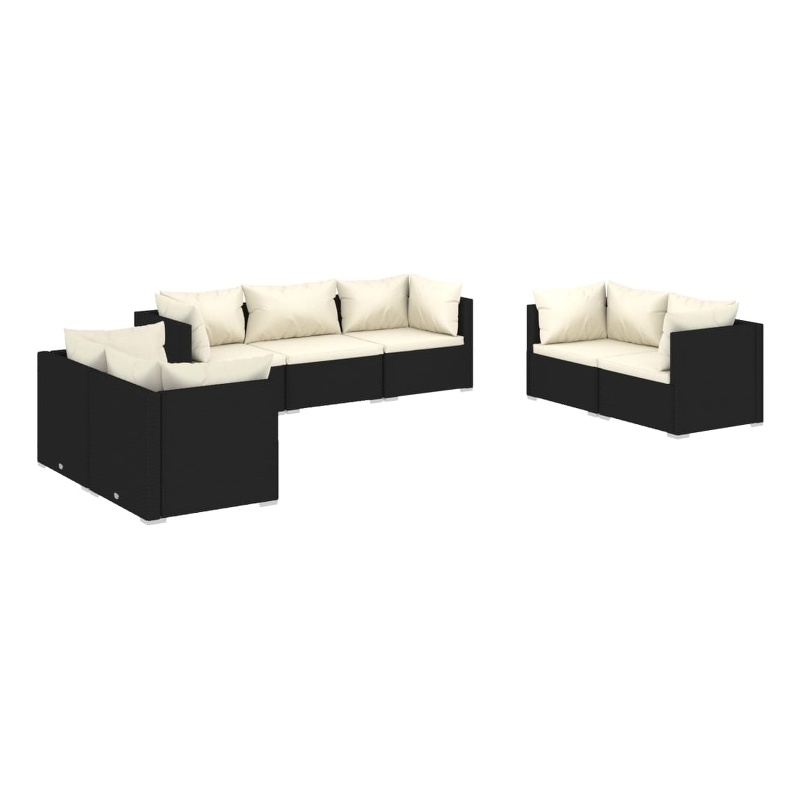 vidaXL 7 Piece Medium Garden Lounge Set in Black