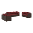 vidaXL 7 Piece Steel Medium Garden Lounge Set in Brown