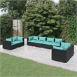 vidaXL 8 Piece Garden Lounge Set in Black/Blue