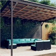 vidaXL 9 Piece Poly Rattan Large Garden Lounge Set in Black