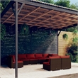 vidaXL 9 Piece Poly Rattan Garden Lounge Set in Brown