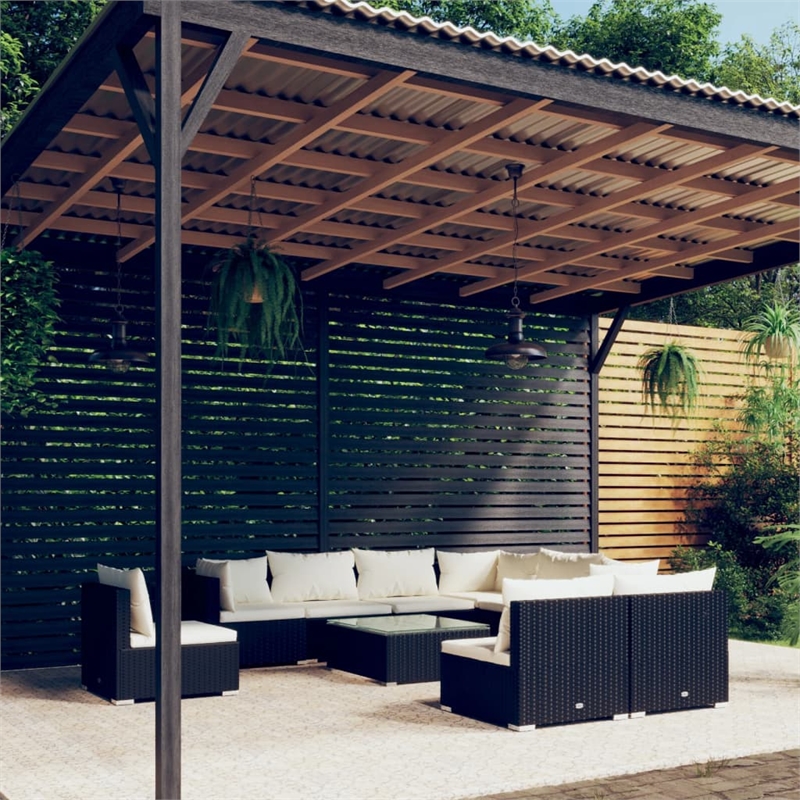 vidaXL 10 Piece Garden Lounge Set in Black/Cream