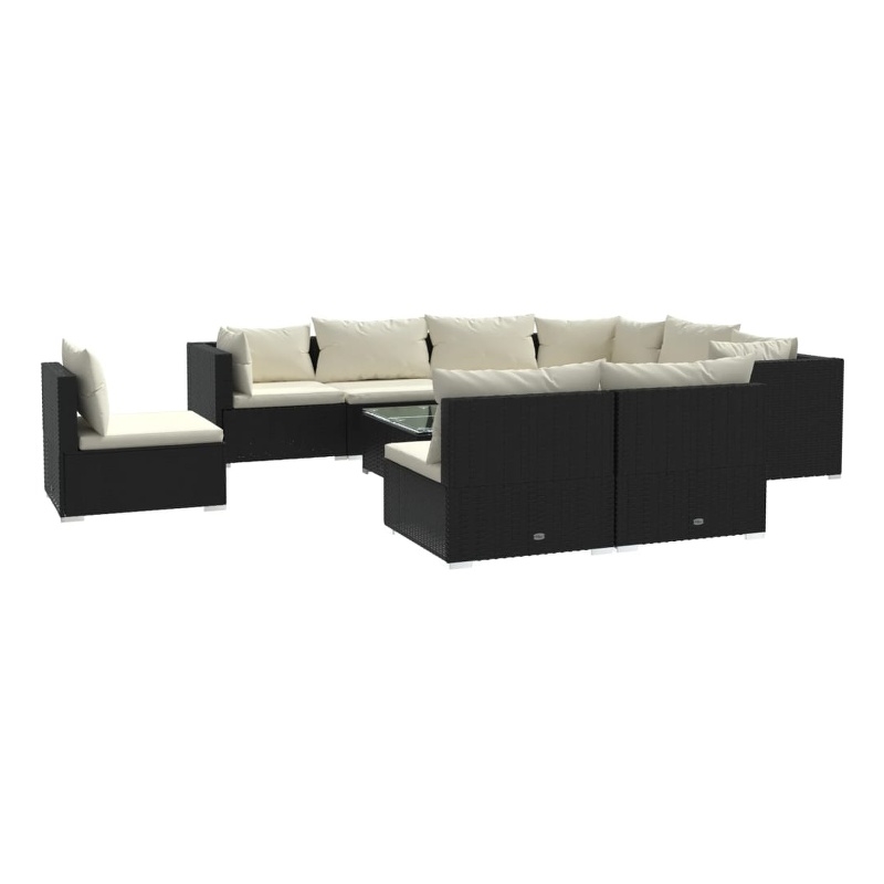 vidaXL 10 Piece Garden Lounge Set in Black/Cream
