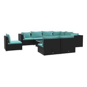 vidaXL 10 Piece Steel Garden Lounge Set in Black/Blue