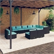 vidaXL 10 Piece Poly Rattan Small Garden Lounge Set in Black/Blue