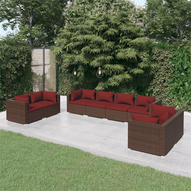 vidaXL 8 Piece Steel Garden Lounge Set in Brown
