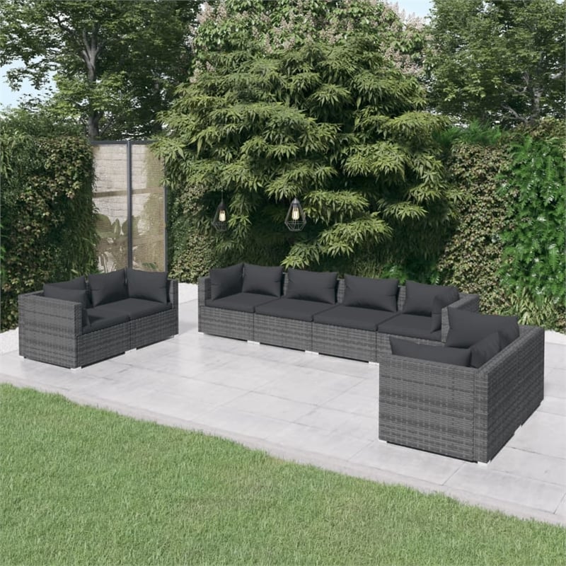 vidaXL 8 Piece Steel Garden Lounge Set in Gray