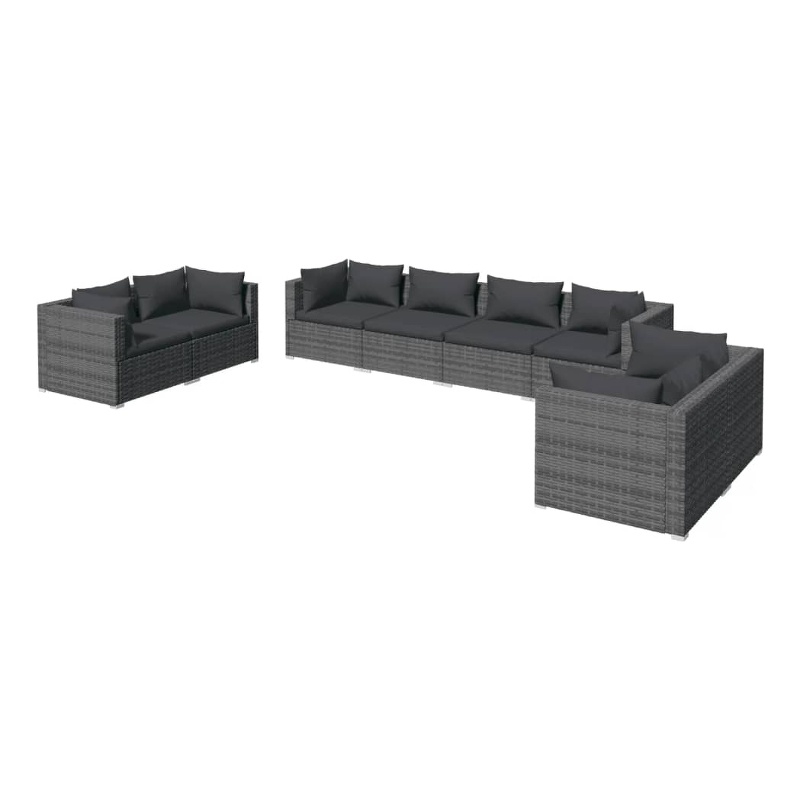 vidaXL 8 Piece Steel Garden Lounge Set in Gray