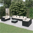 vidaXL 9 Piece Garden Lounge Set in Black/Cream