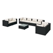 vidaXL 9 Piece Garden Lounge Set in Black/Cream