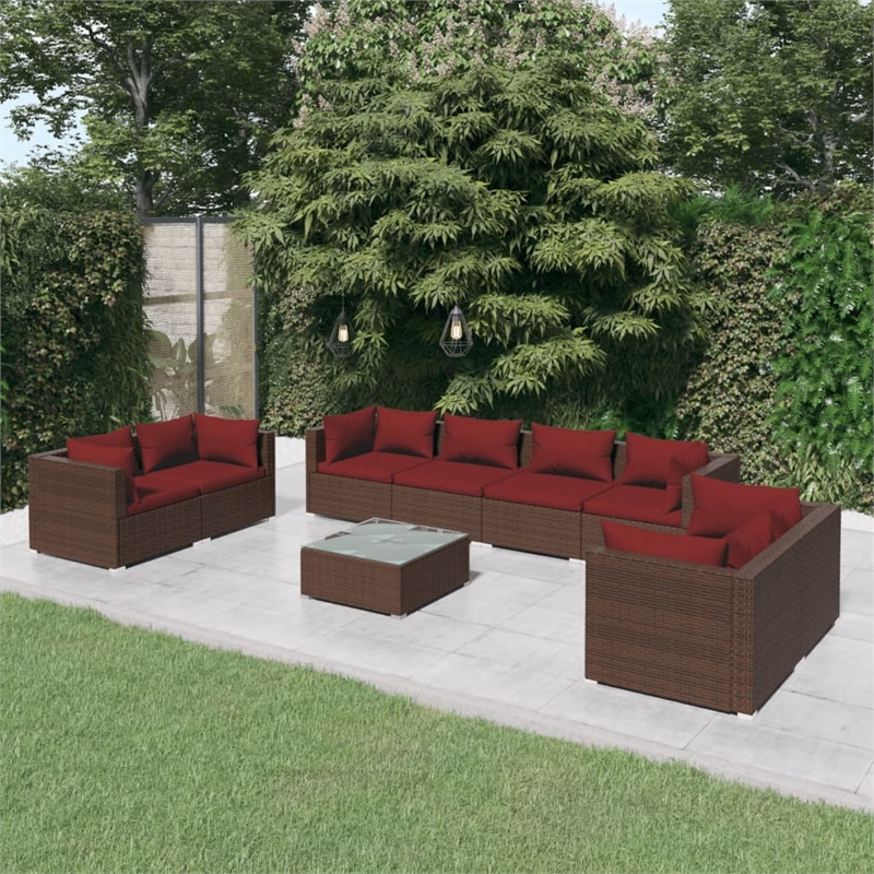 vidaXL 9 Piece Large Garden Lounge Set in Brown