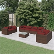 vidaXL 9 Piece Large Garden Lounge Set in Brown