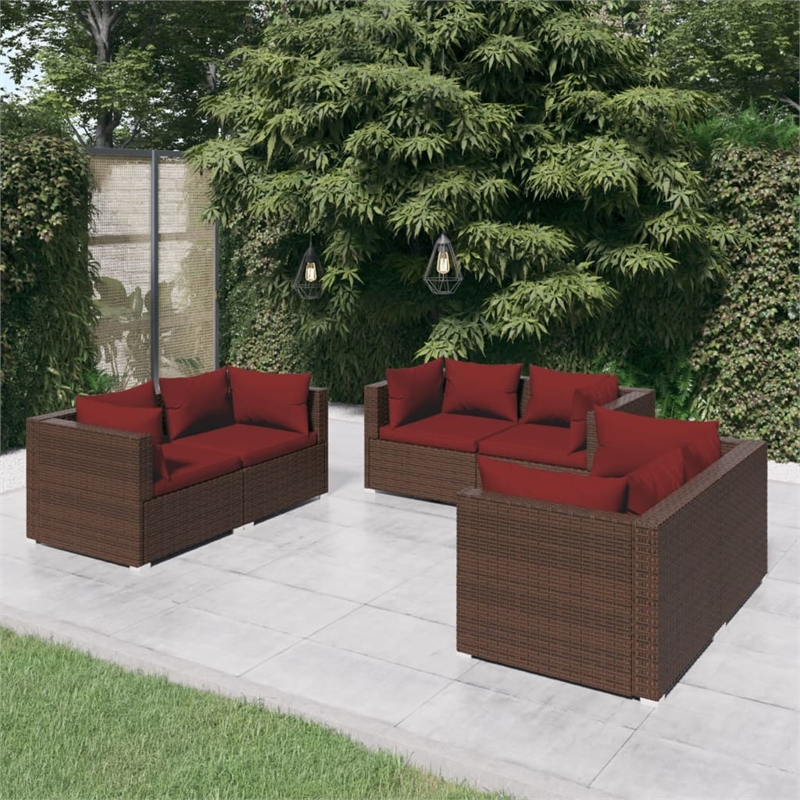vidaXL 6 Piece Steel Garden Lounge Set in Brown