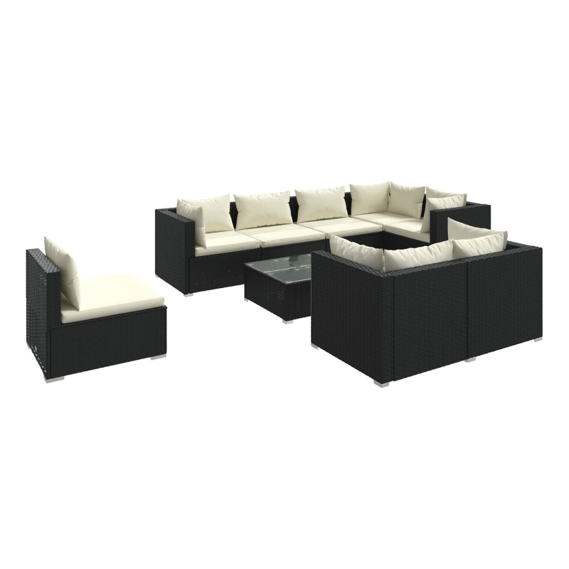 vidaXL 9 Piece Garden Lounge Set in Black/Cream