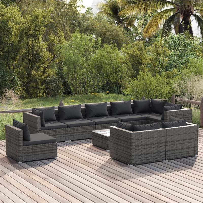vidaXL 10 Piece Steel Garden Lounge Set in Gray