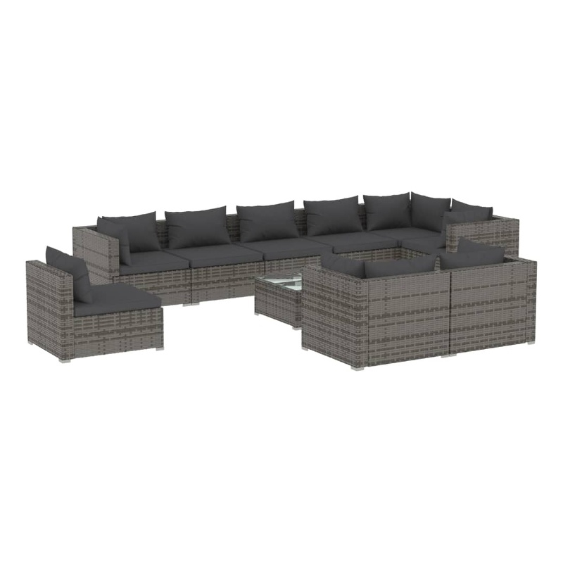 vidaXL 10 Piece Steel Garden Lounge Set in Gray