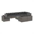 vidaXL 10 Piece Steel Garden Lounge Set in Gray