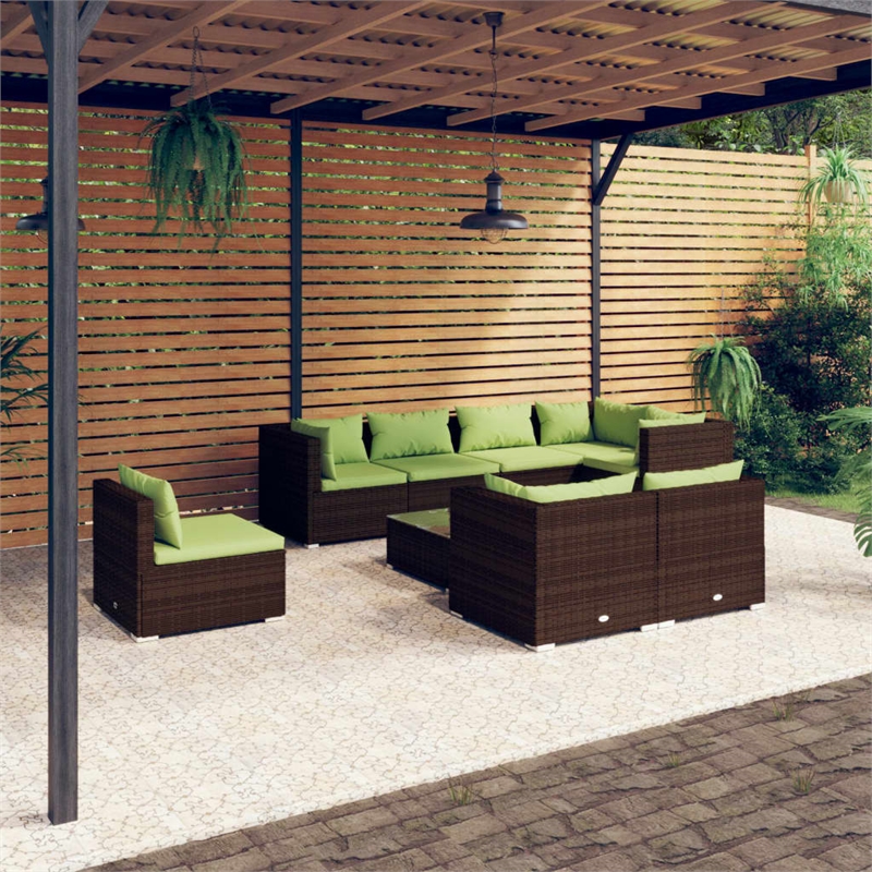 vidaXL 9 Piece Steel Garden Lounge Set in Brown