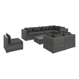 vidaXL 9 Piece Steel Garden Lounge Set in Gray/Anthracite