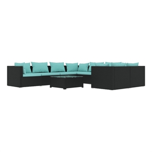 vidaXL 9 Piece Garden Lounge Set in Black