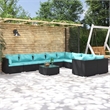 vidaXL Steel Large Garden Lounge Set in Black/Blue