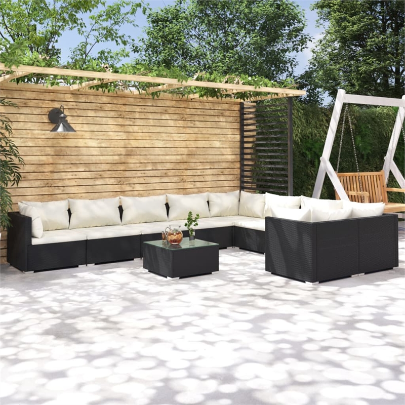 vidaXL 10 Piece Garden Lounge Set in Black