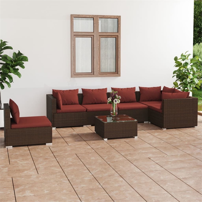 vidaXL 7 Piece Steel Garden Lounge Set in Brown