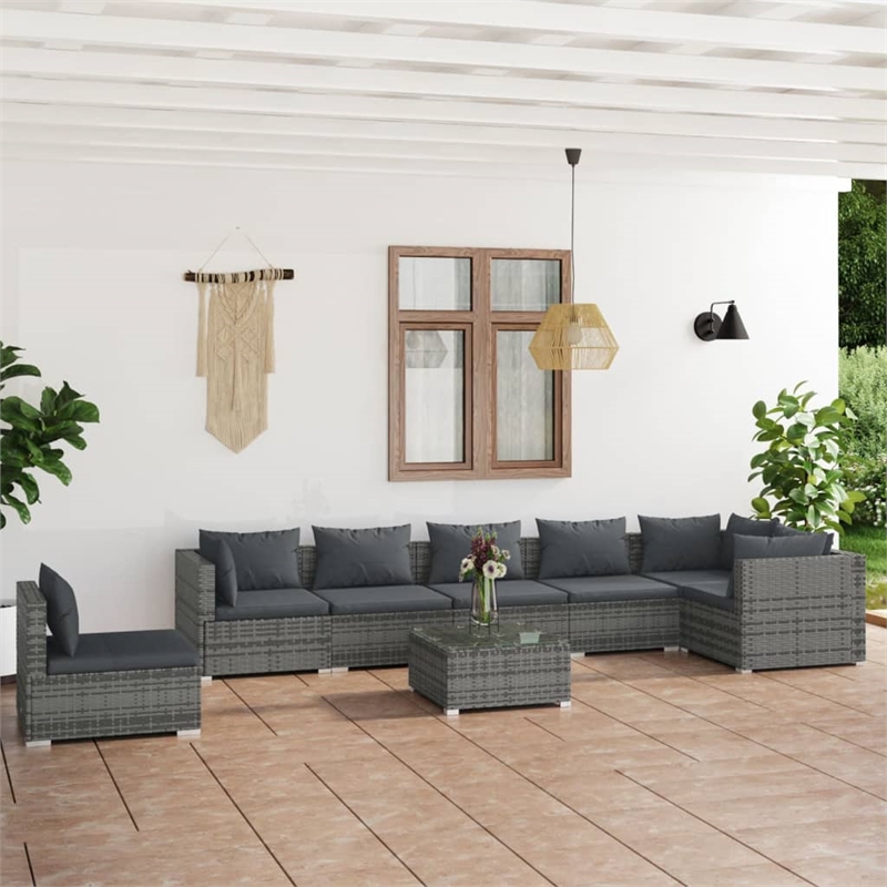 vidaXL 8 Piece Garden Lounge Set in Gray