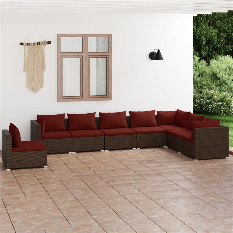 vidaXL 8 Piece Steel Garden Lounge Set in Brown