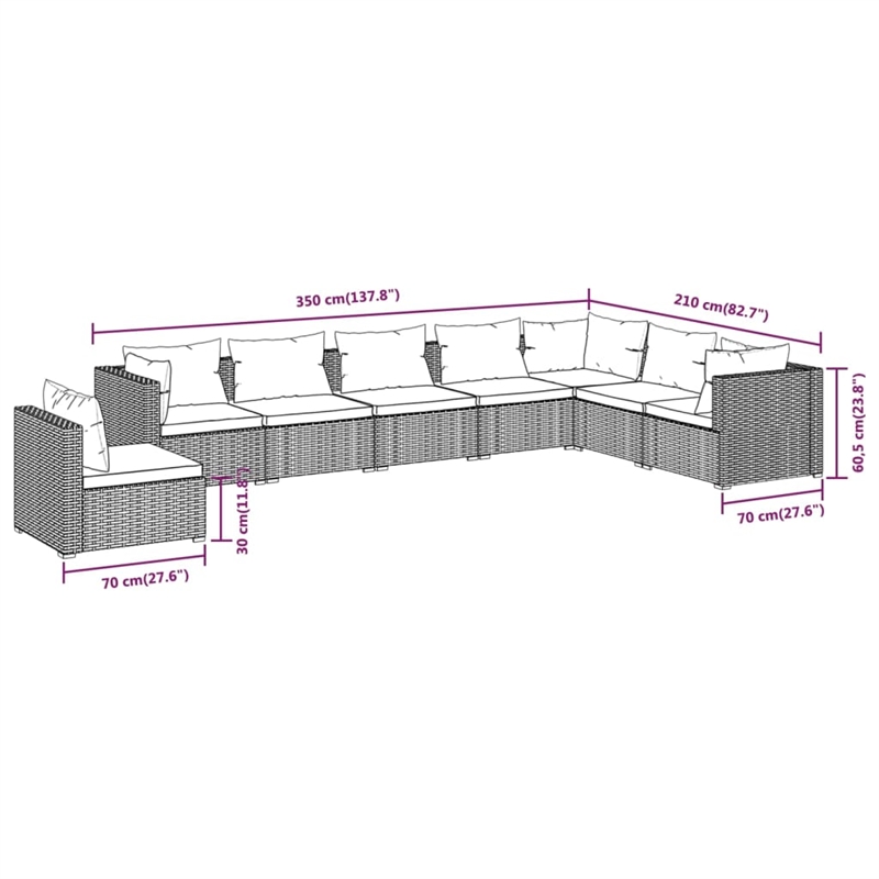 vidaXL 8 Piece Steel Garden Lounge Set in Brown
