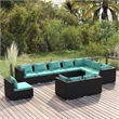 vidaXL 10 Piece Garden Lounge Set in Black/Blue
