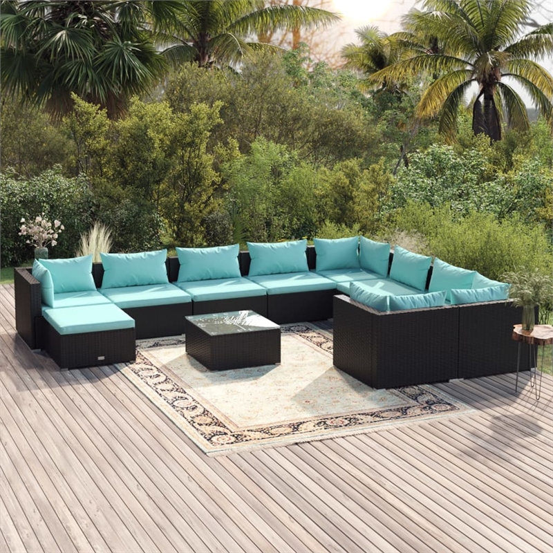 vidaXL 11 Piece Steel Garden Lounge Set in Black