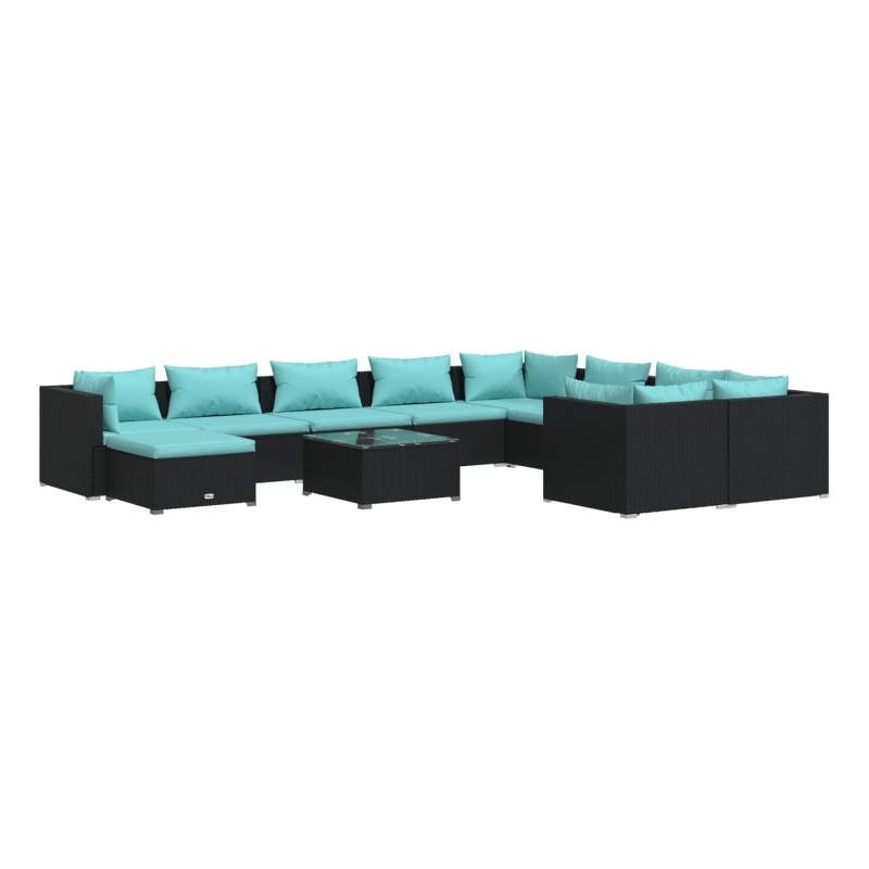 vidaXL 11 Piece Steel Garden Lounge Set in Black