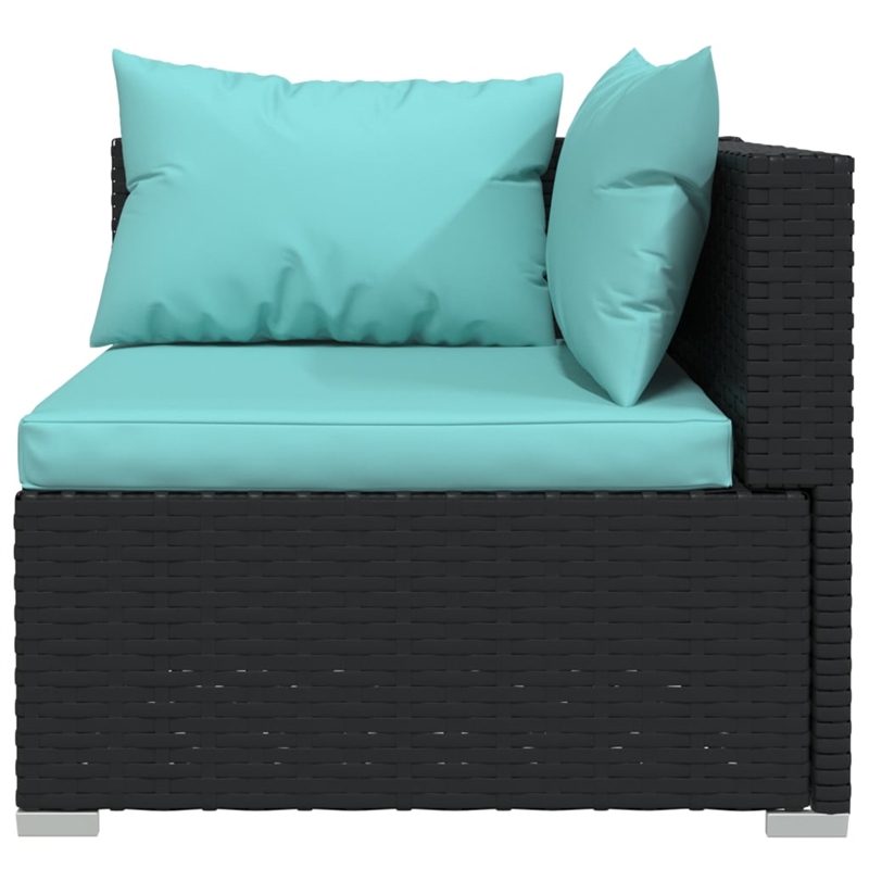 vidaXL 11 Piece Steel Garden Lounge Set in Black/Blue