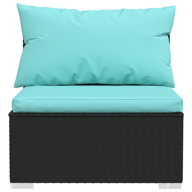 vidaXL 11 Piece Steel Garden Lounge Set in Black/Blue