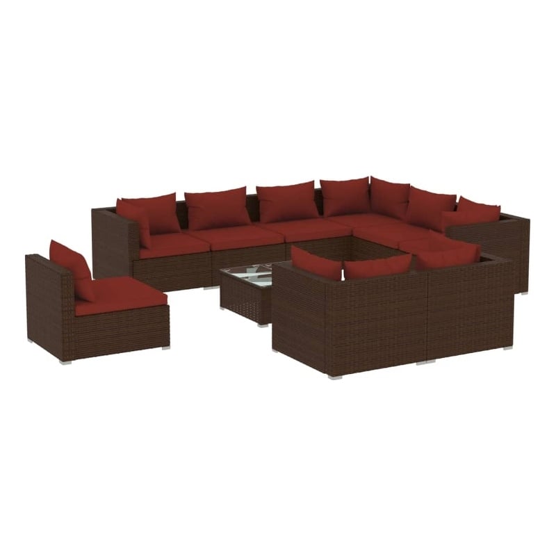 vidaXL 10 Piece Steel Garden Lounge Set in Brown
