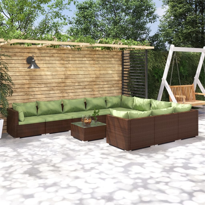 vidaXL Steel Garden Lounge Set in Green/Brown